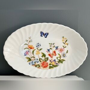 Aynsley Cottage Garden Oval Dish Bone China England Butterflies Flowers